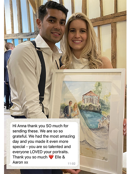 Happy client with live paintings